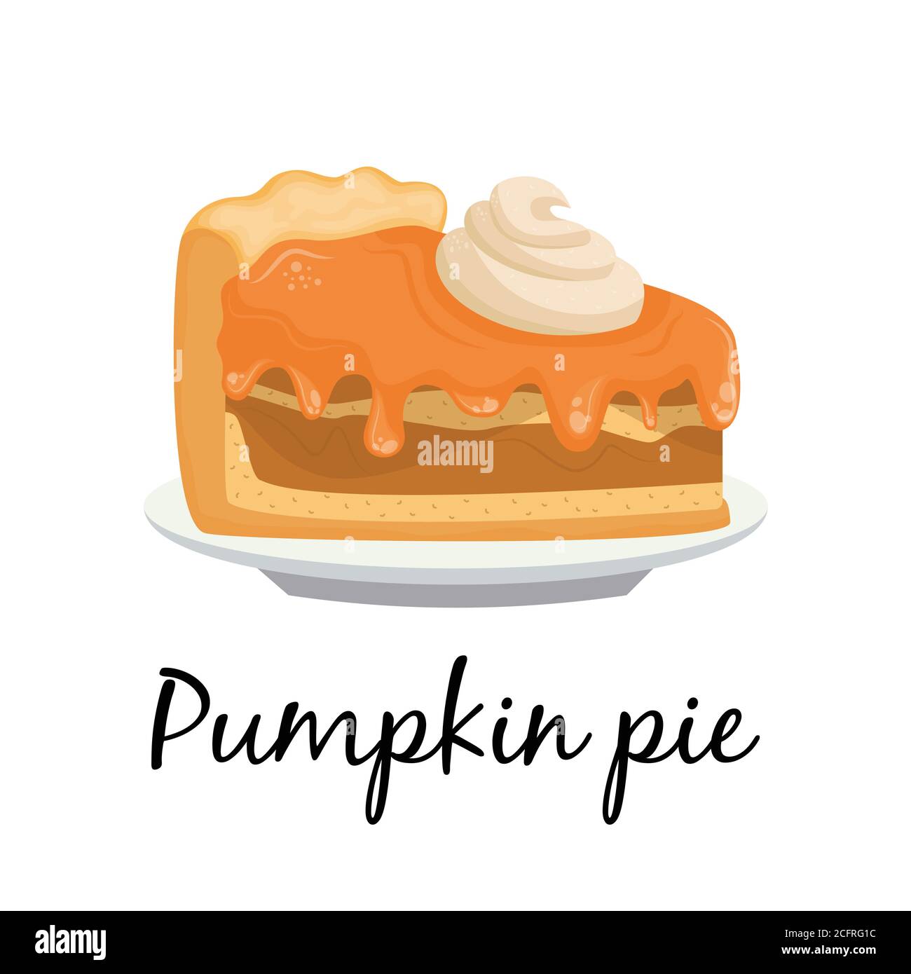 Cartoon pumpkin pie piece on the plate. Vector illustration for  Thanksgiving holiday Stock Vector Image & Art - Alamy
