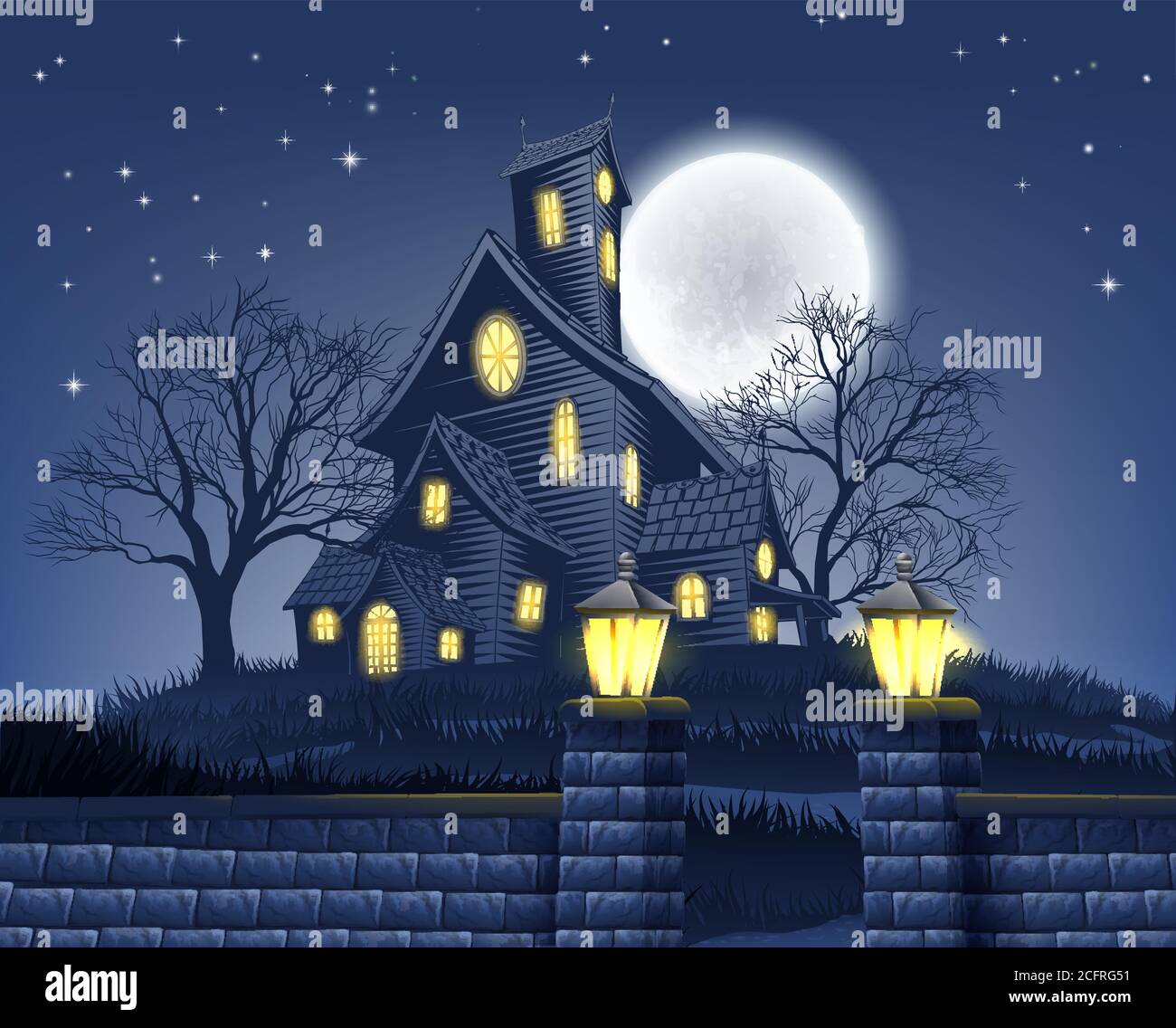 Haunted House Halloween Background Stock Vector