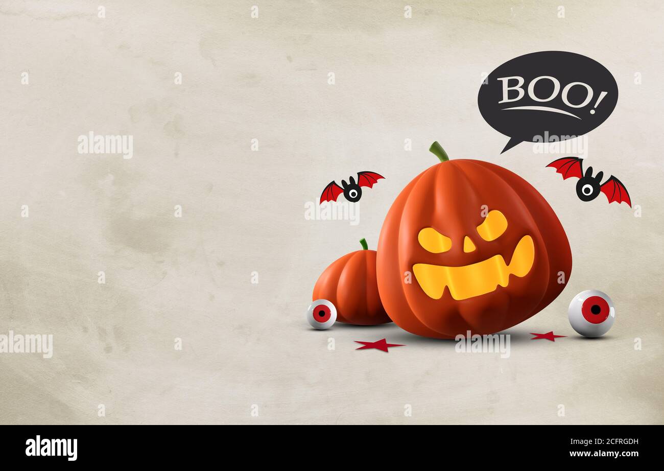 jack o lantern. halloween pumpkin wallpaper background. 3D illustration ...