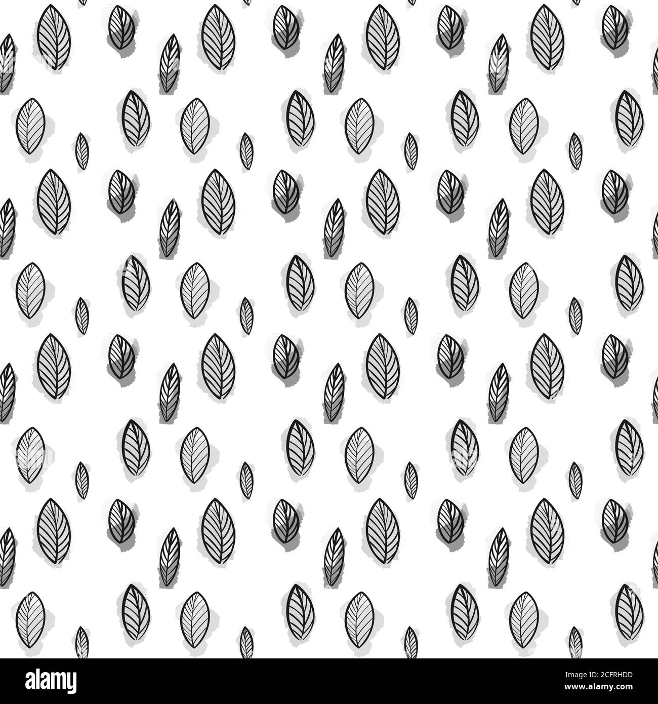 Botanical leaf pattern. Black leaves on a white background Stock Photo ...