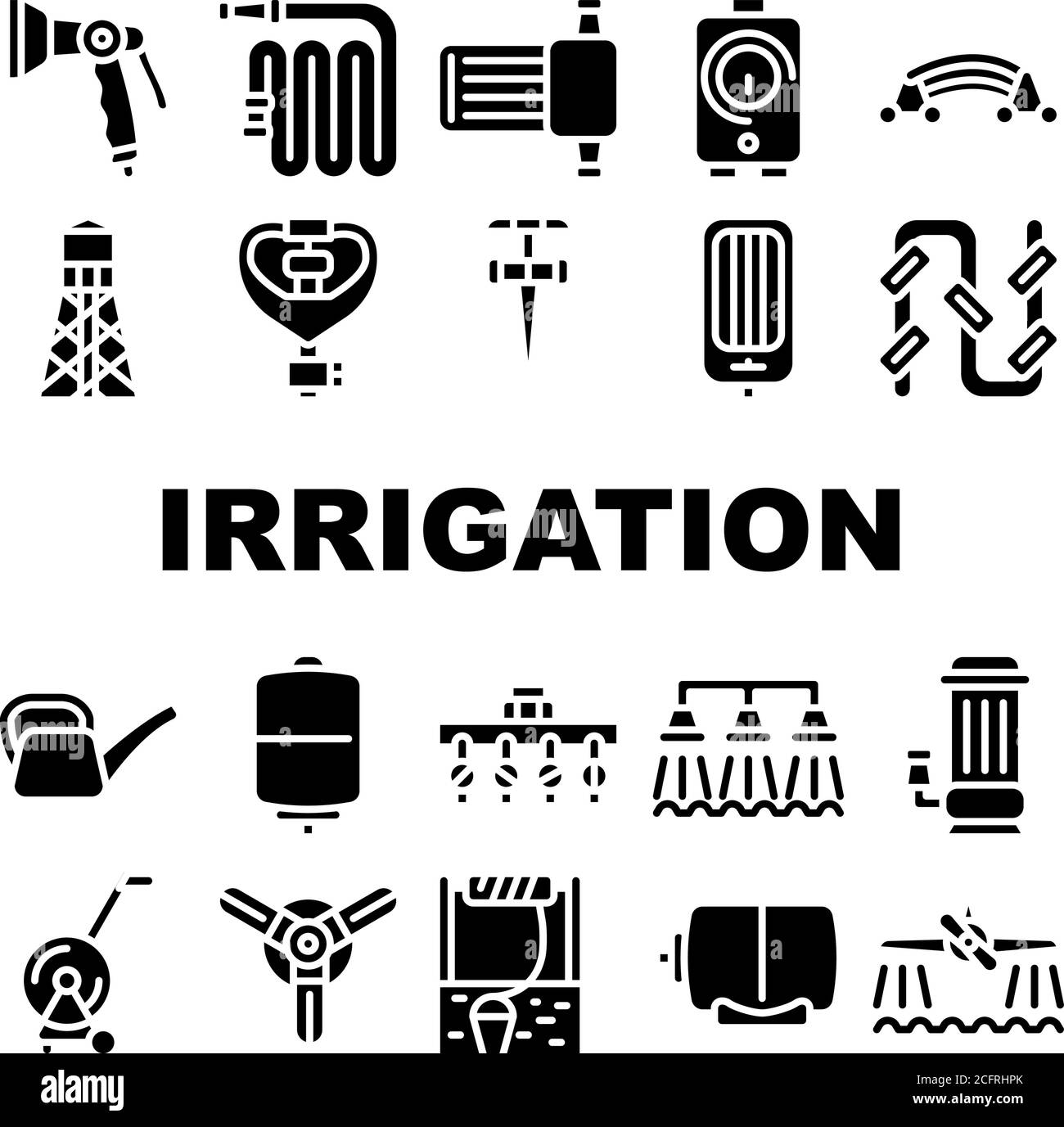 Irrigation System Collection Icons Set isolated illustration Stock