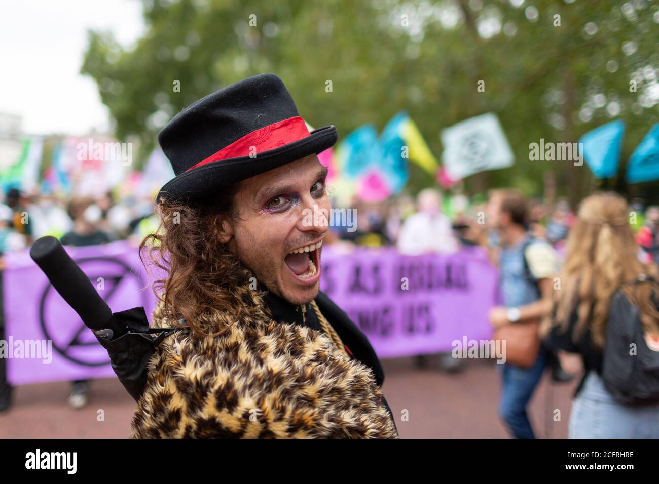 Performer Shouting At Carnival Of Corruption Extinction Rebellion Demonstration London 3 7512