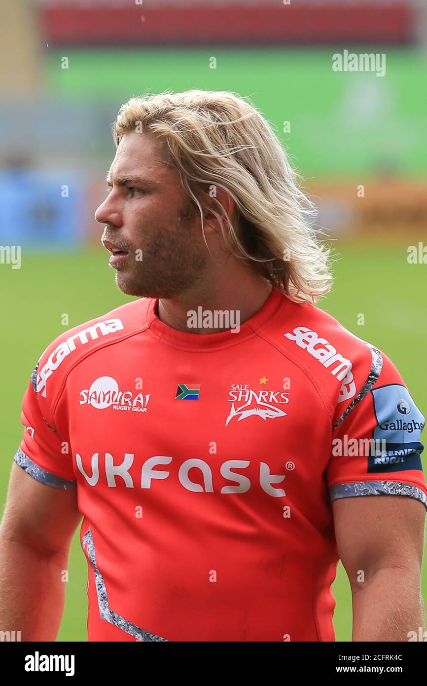 Faf De Klerk of Sale Sharks during the English championship Gallagher  Premiership Rugby Union match between Leicester Tigers and Sale Sharks on  Septem Stock Photo - Alamy