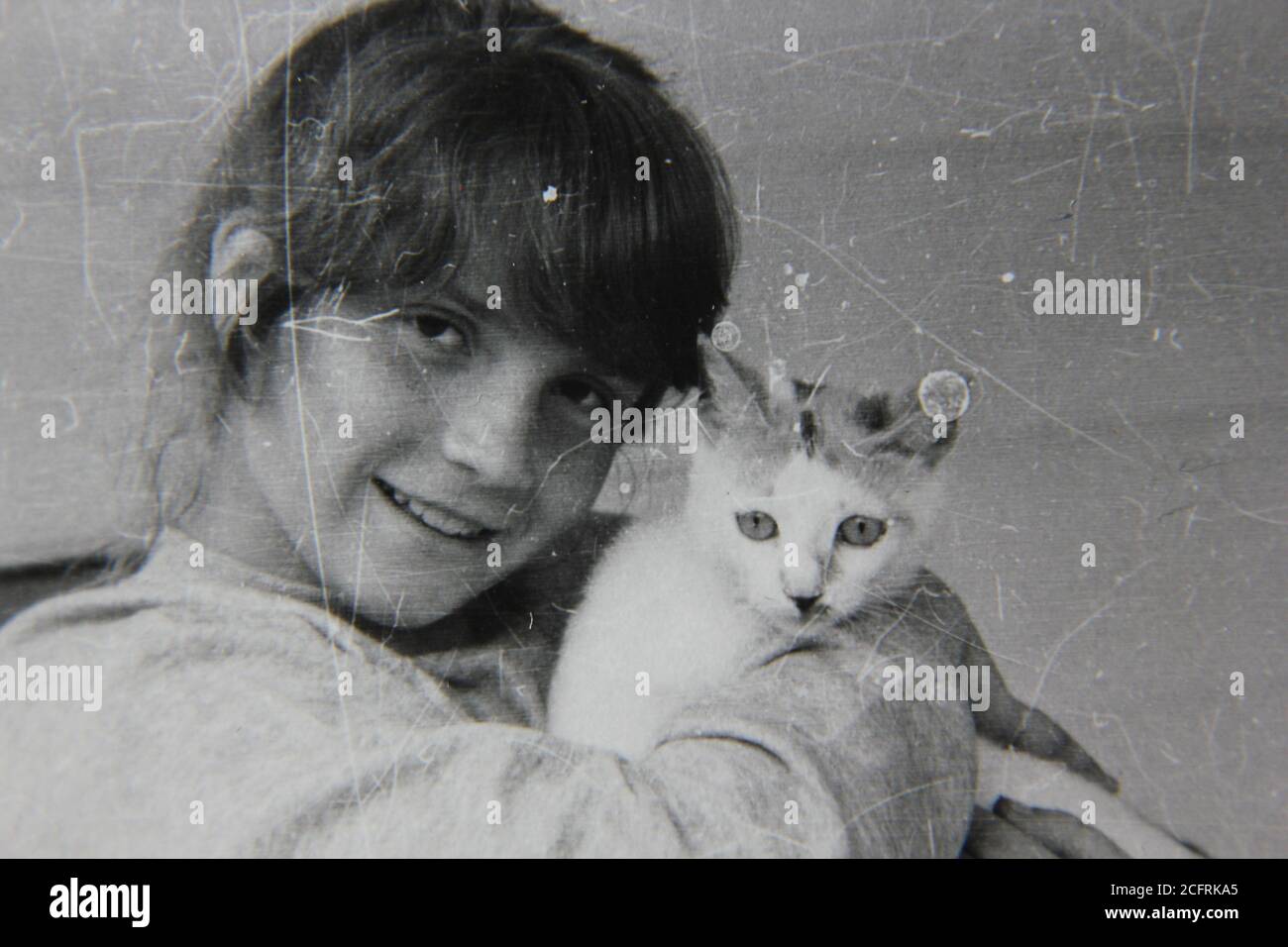 Fine 1970s vintage black and white photography of a young teen 