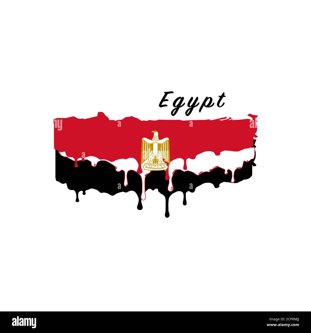 Painted Egypt flag, Egypt flag paint drips. Stock vector illustration