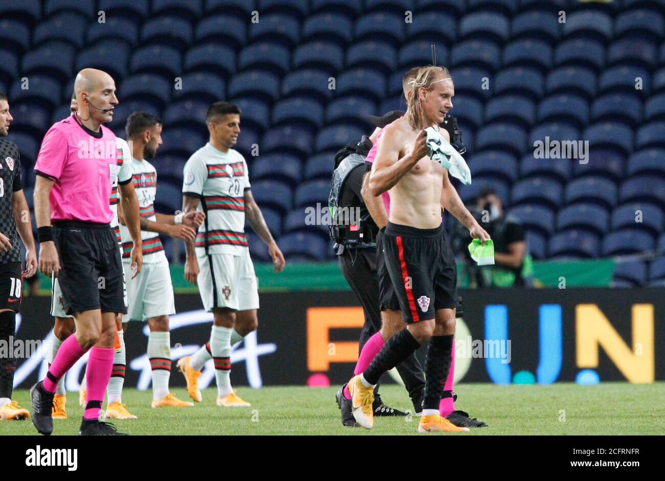 Domagoj Vida of Croatia dejected at the end of the UEFA Nations League Group A3 football match between Portugal and Croatia on September 5, 2020 at th Stock Photo