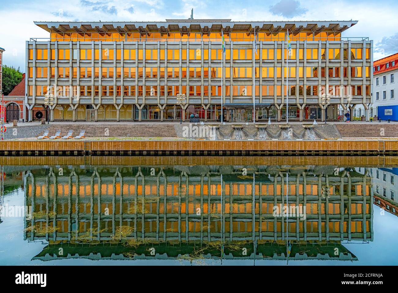 LANDSKRONA, SWEDEN - AUGUST 25, 2020: Landskrona stadshuset, the modern town hall building in the city. Stock Photo
