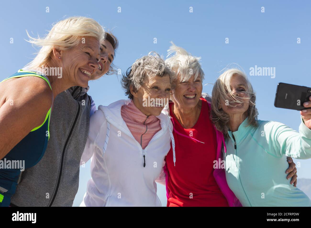 Group of woman taking a selfie Stock Photo