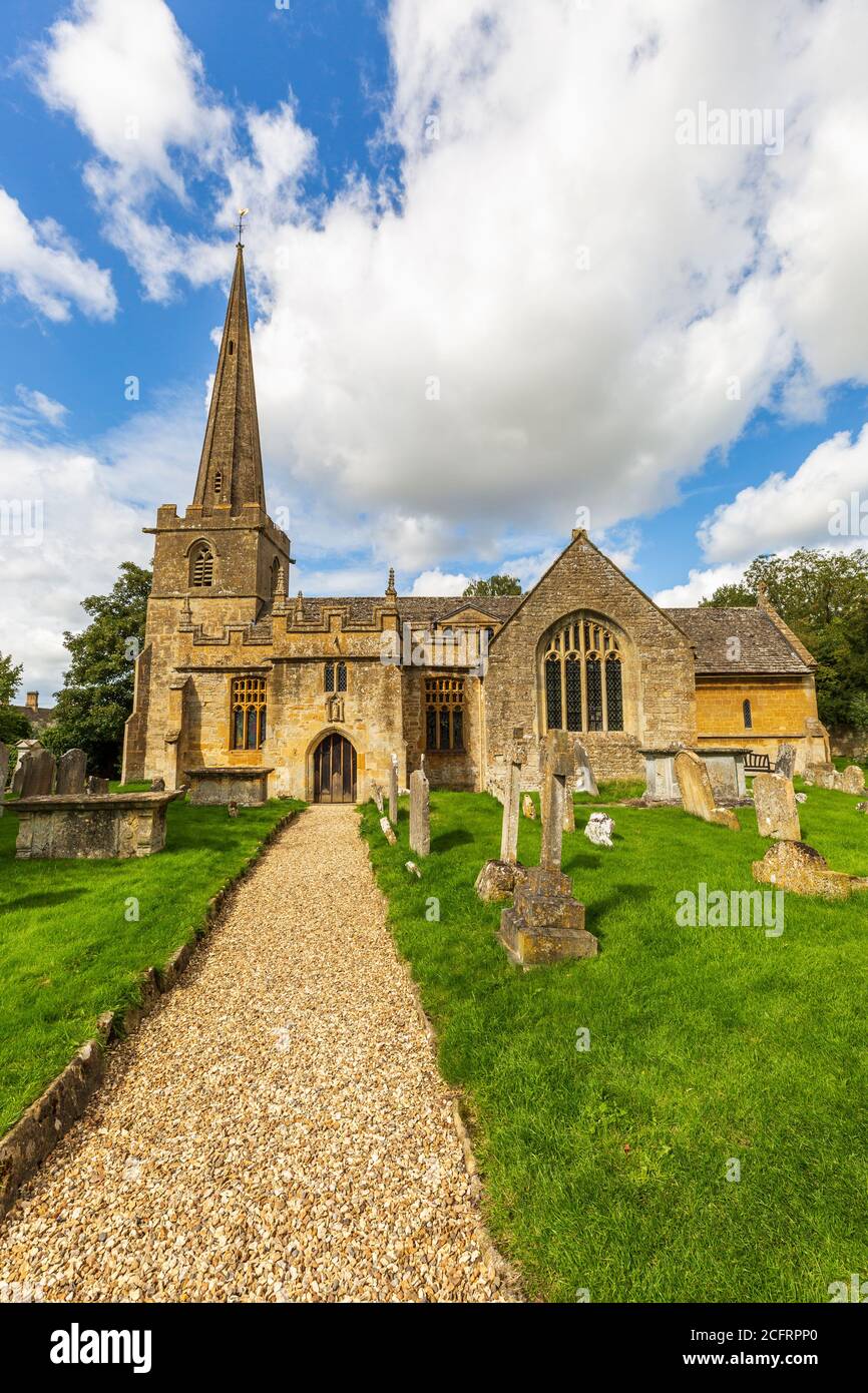 The church of St Michael and All Angels in the Cotswold village of Stanton, Gloucestershire, England Stock Photo