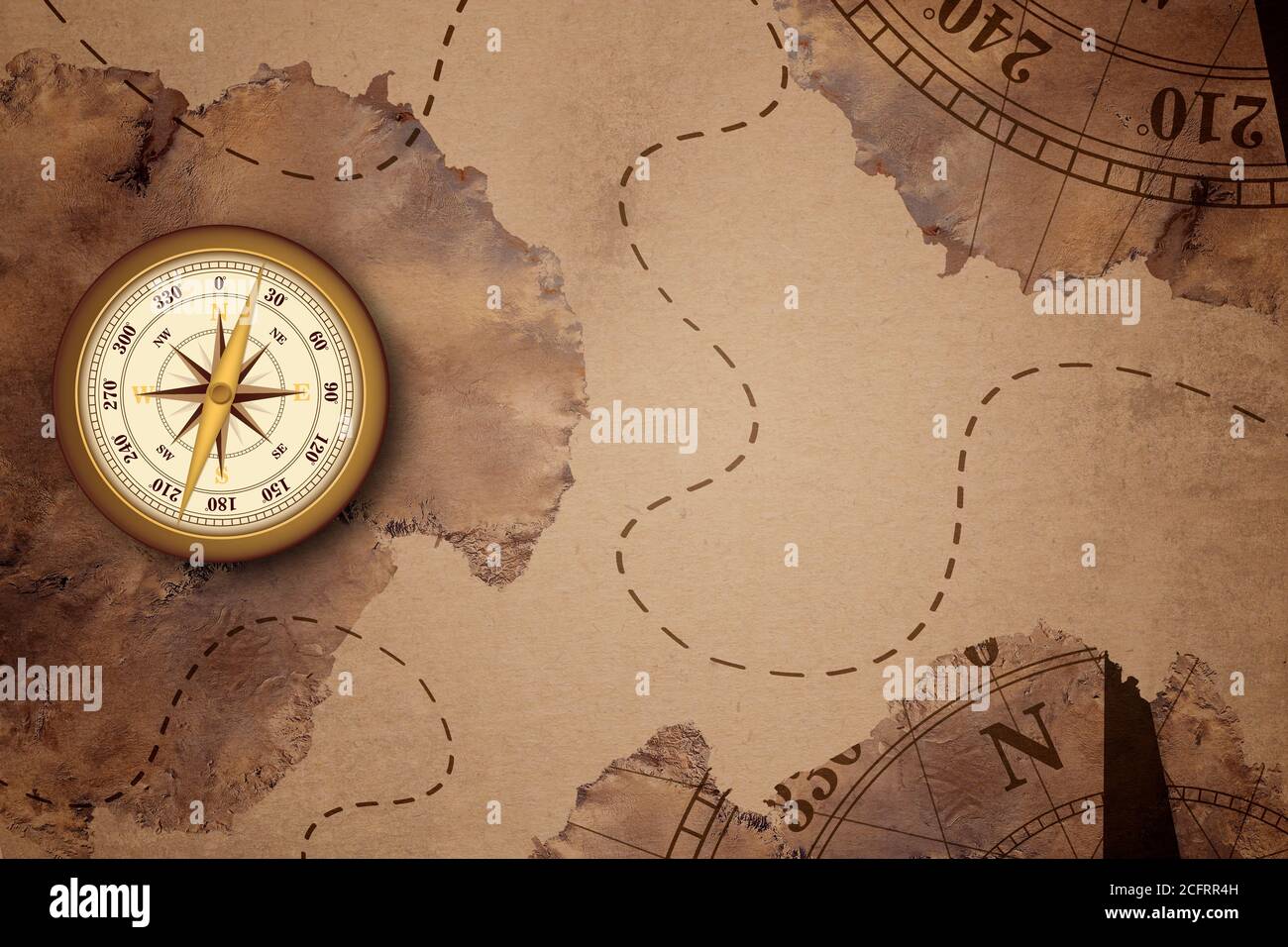 Vintage Travel Manuscript With Map and Compass Adventure Background