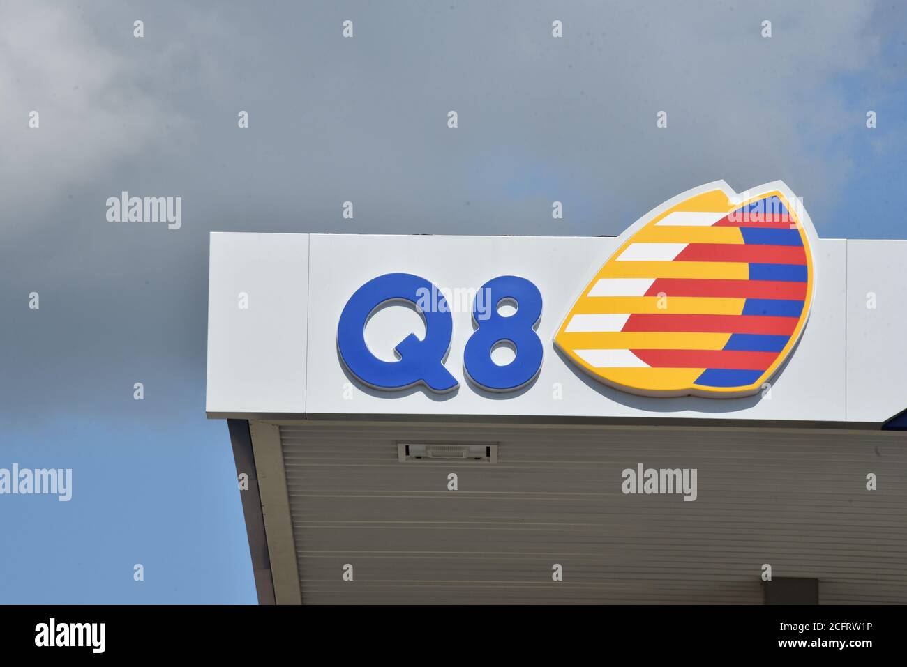 Marnach, Luxembourg. 06th Sep, 2020. Logo and lettering of petrol station Q8, the European subsidiary of Kuwait Petroleum International KPC. Credit: Horst Galuschka/dpa/Alamy Live News Stock Photo