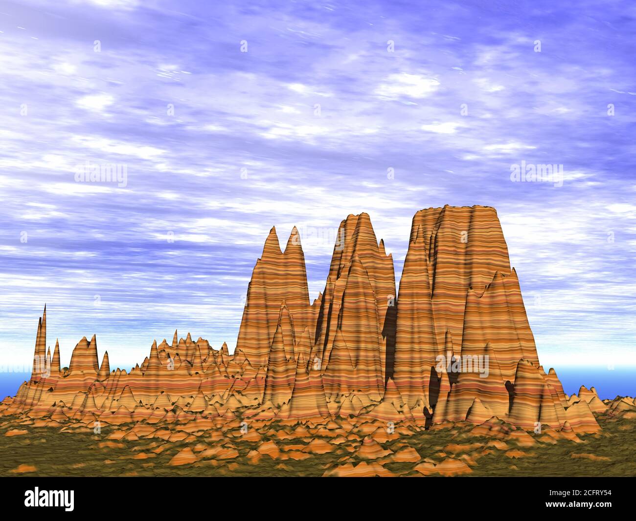 virtuelle Landschaften aus dem Coputer Stock Photo