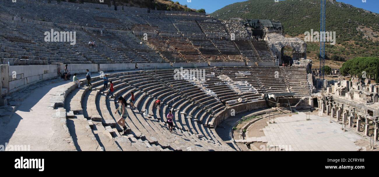 Inside the Greek theater that tells the story of the past Stock Photo