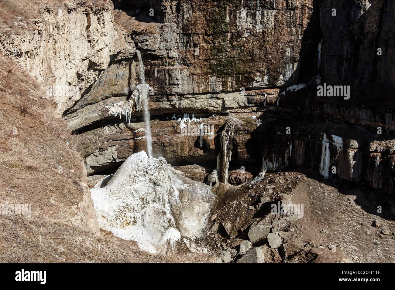 Hunzah.Tobot Waterfall.Canyon Of Khunzakh.Sights Of The Caucasus Russia,Dagestan Stock Photo