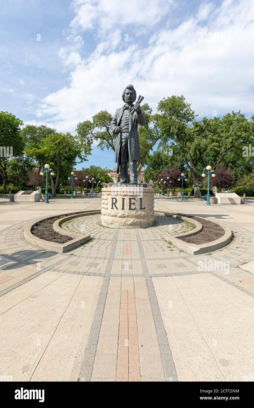 Louis Riel Statue, Legislature, Winnipeg Manitoba Stock Photo