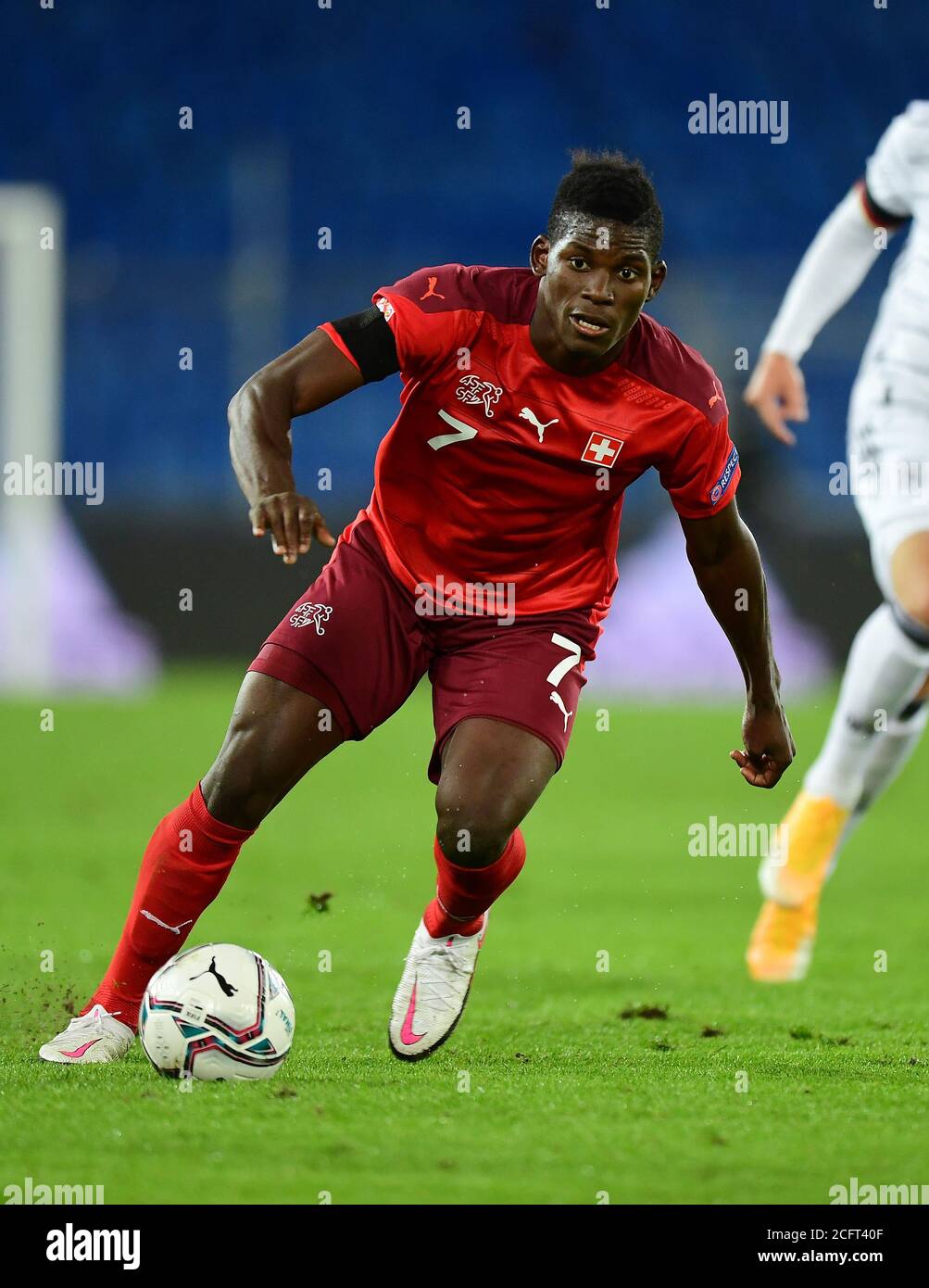 Breel Embolo (Switzerland) Action, single action, single image, cut out,  whole body shot, whole figure. Football international match, UEFA Nations  League Division A, 2020/2021, group 4.2.matchday. Switzerland (SUI)  -Germany (GER) 1-1, on