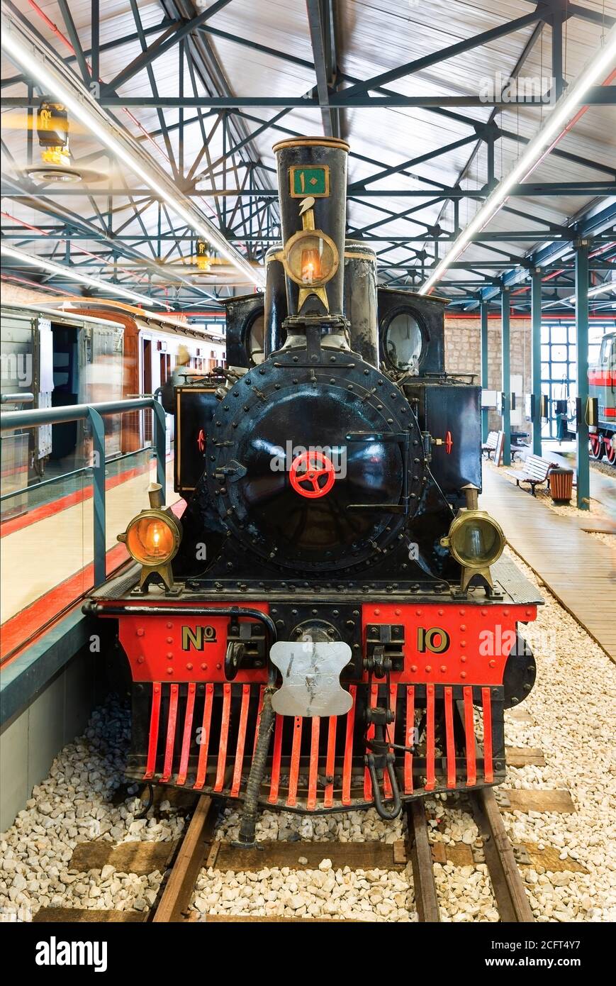 Old restored steam locomotive in Israel Stock Photo