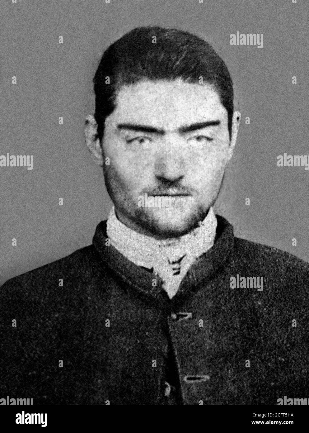 Ned Kelly. Victoria police photograph of the Australian outlaw, Ned Kelly, in January 1874. Stock Photo