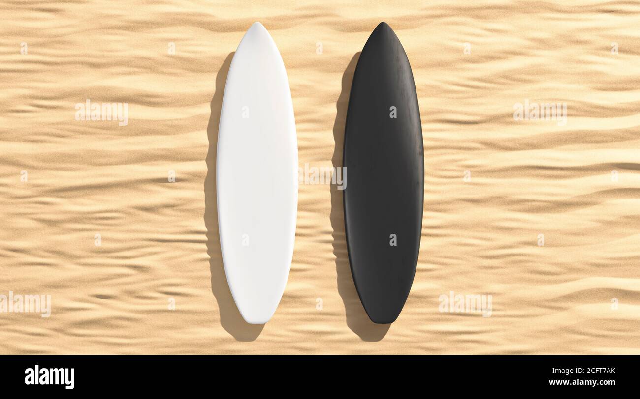 Download Blank Black And White Surfboard Lying On Sand Mockup Stock Photo Alamy PSD Mockup Templates