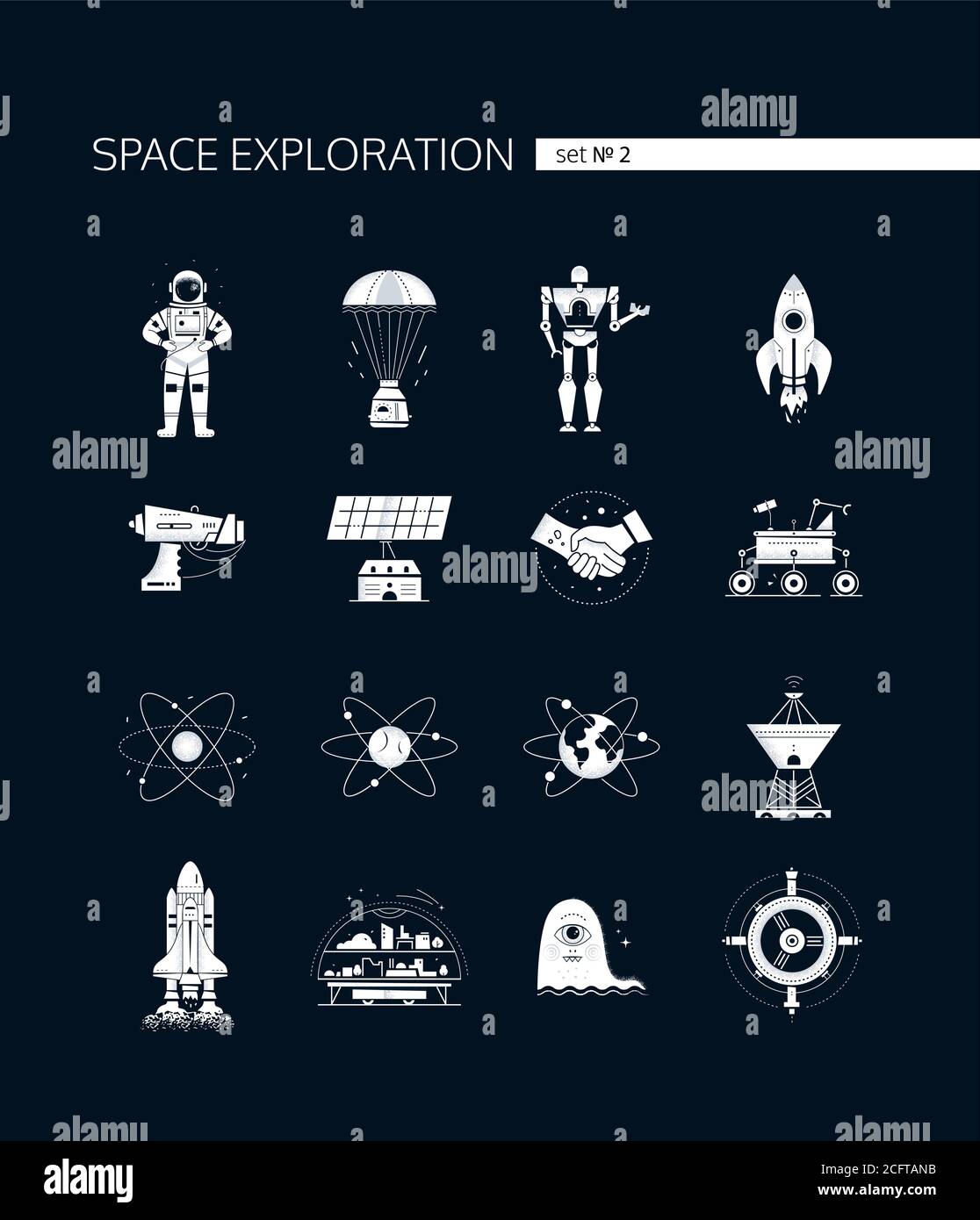 Space exploration - modern vector set of white icons Stock Vector Image ...