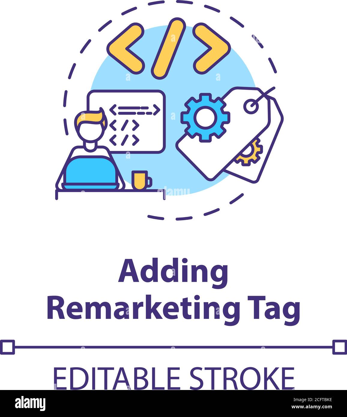 Adding remarketing tag concept icon Stock Vector