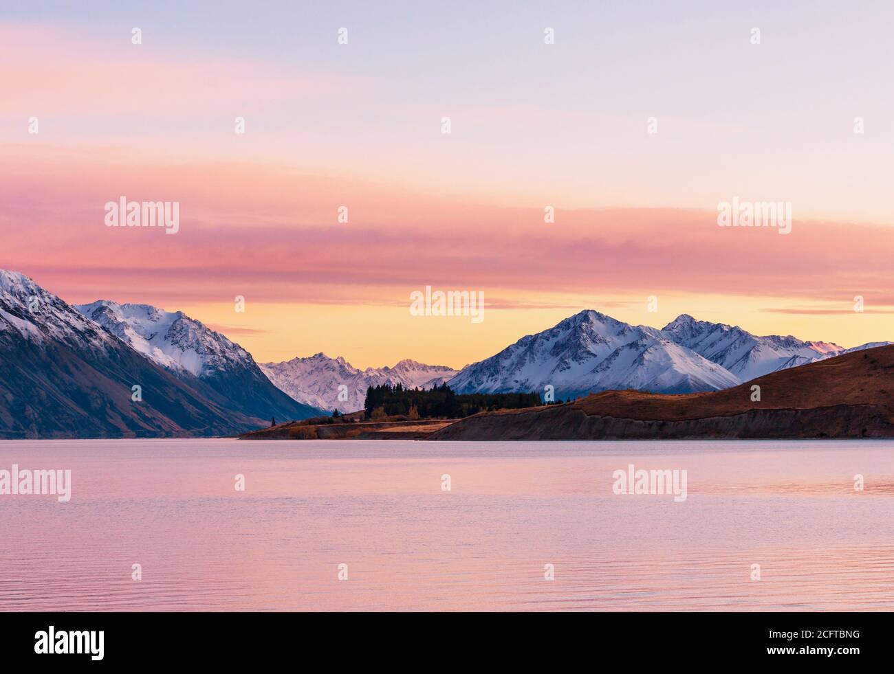 Amazing natural landscapes in New Zealand. Mountains lake Stock Photo
