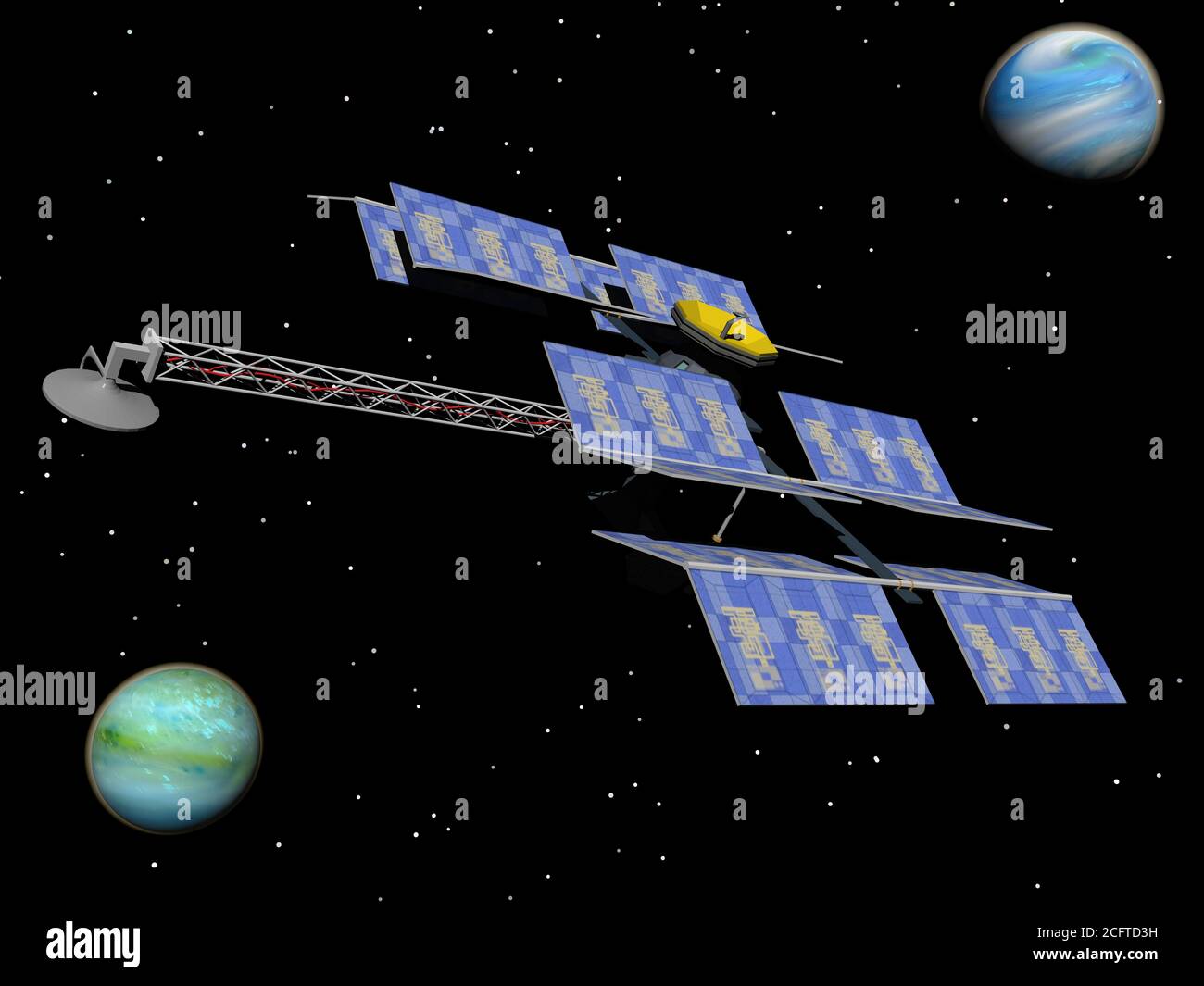 Raumstation mit Solarzellen im All Stock Photo