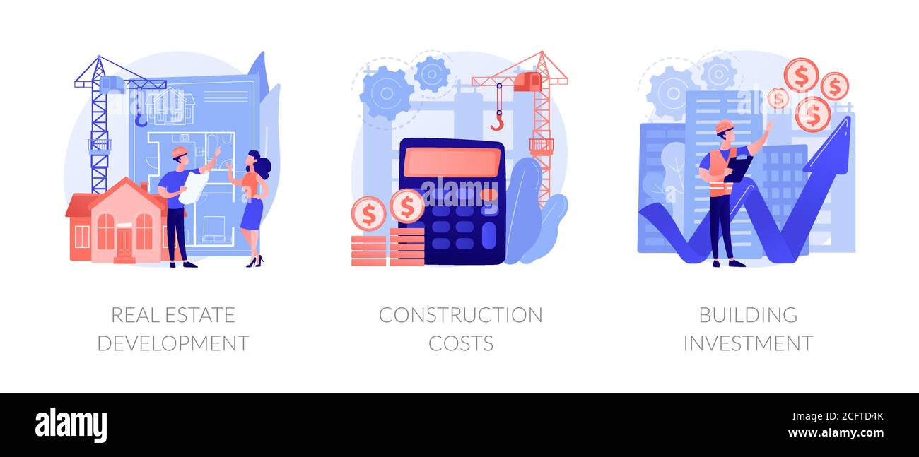 Construction project management abstract concept vector illustrations. Stock Vector