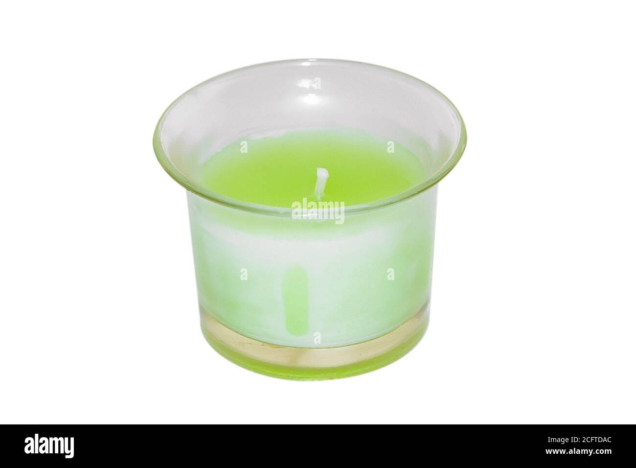 Aroma candle in a glass candlestick isolated on white background Stock Photo Alamy
