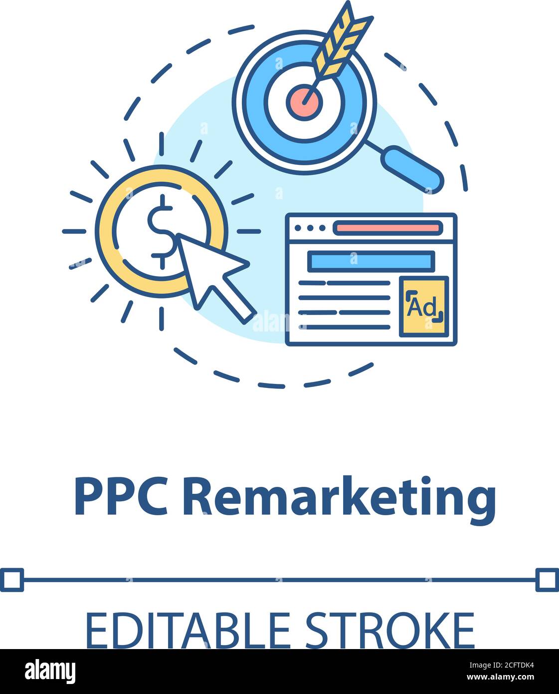 PPC Remarketing concept icon Stock Vector