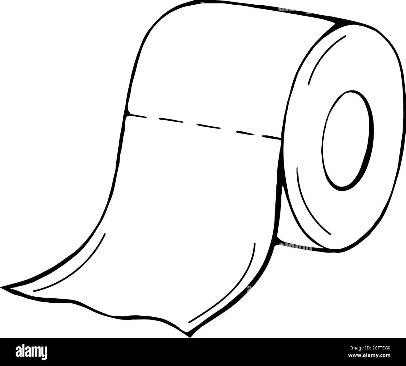 A roll of toilet paper in the Doodle style.Handdrawn toilet paper