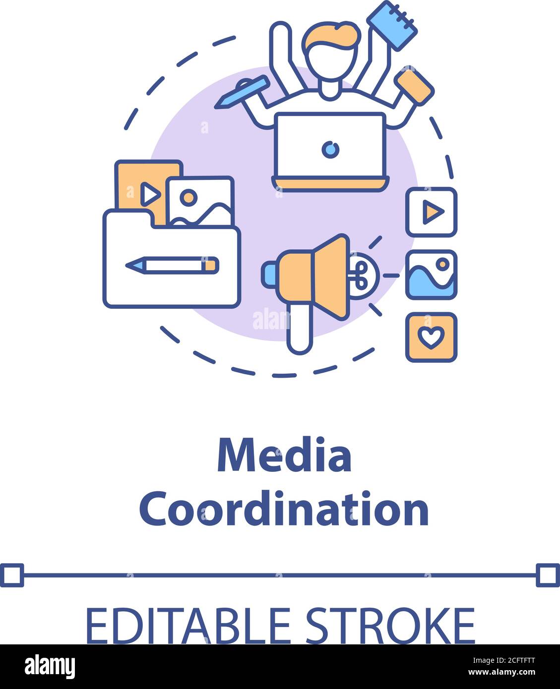 Media coordination concept icon Stock Vector