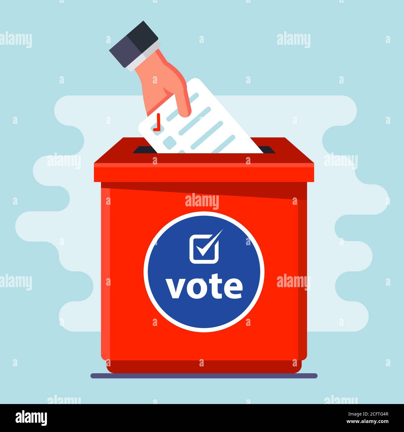 ballot box. throw the ballot in the slot. flat vector illustration