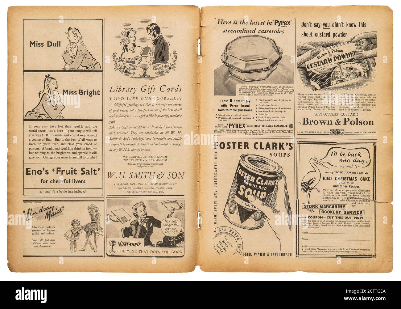 Newspaper Page With English Text And Vintage Advertising Pictures Old British Magazine From 1947 Stock Photo Alamy