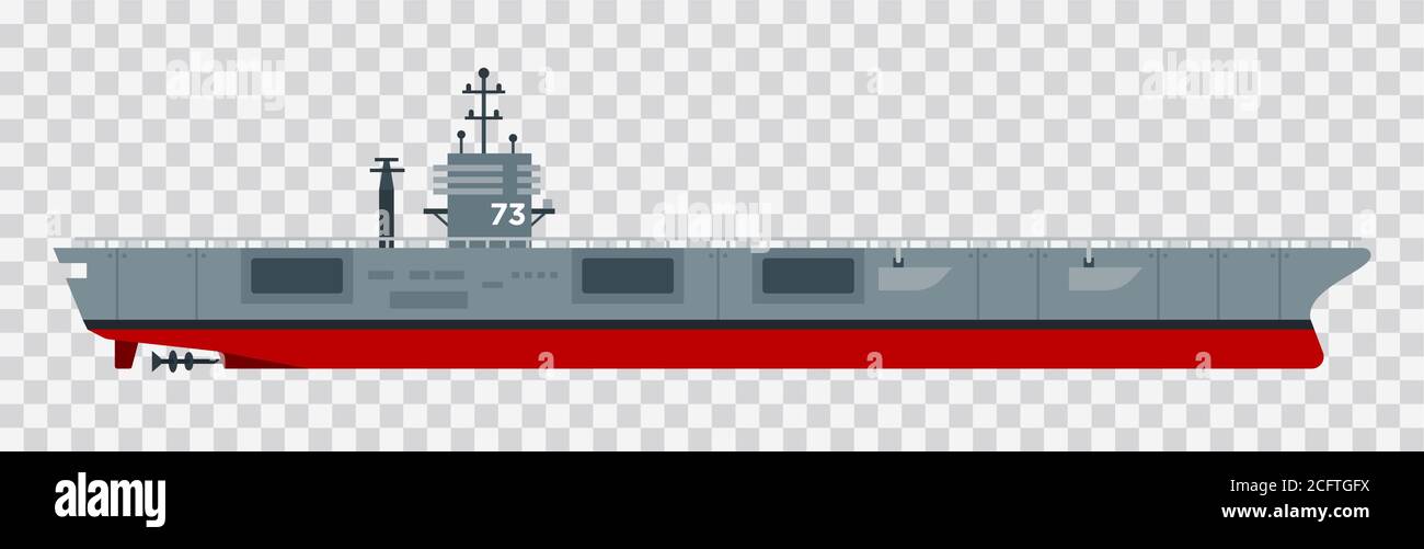 Illustration of a variety of aircraft carrier warship vector flat icon isolated Stock Vector