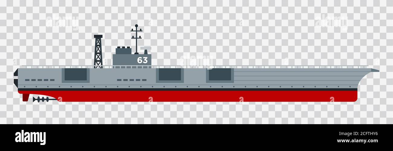 Battle ship aircraft carrier illustration in a flat design. Stock Vector