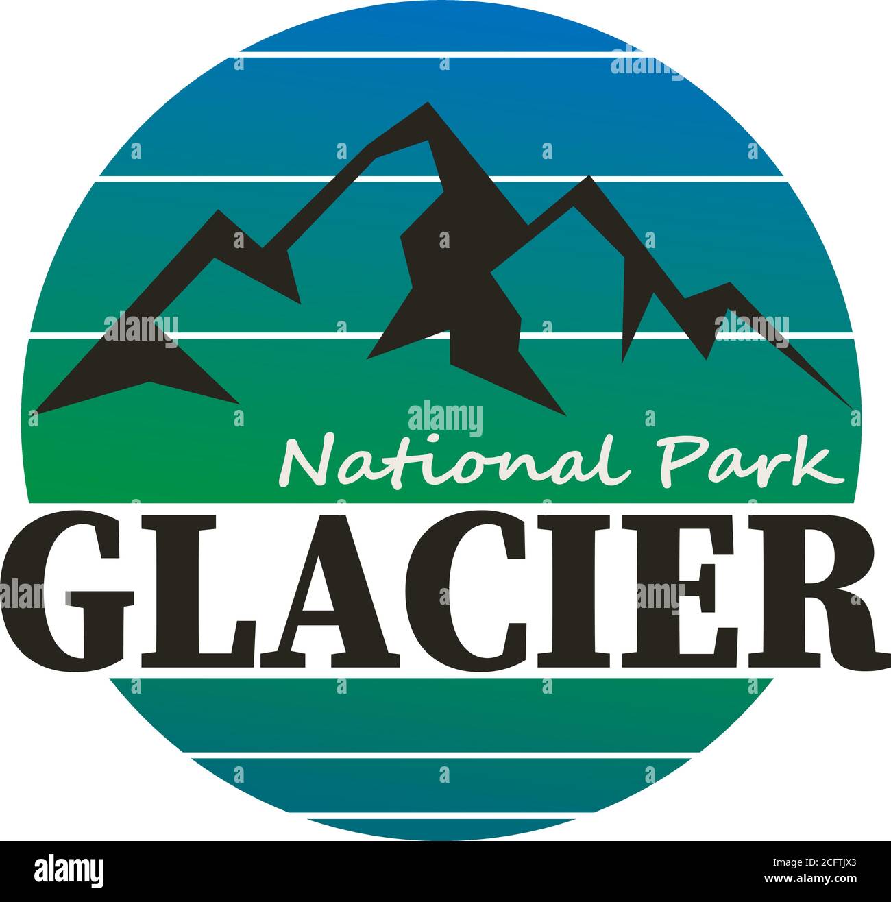 Emblem patch logo illustration of Glacier National Park Emblem patch logo illustration on dark background Stock Vector
