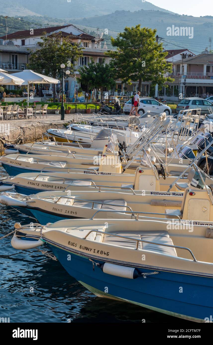 hire boats and rental craft for rent on the quayside in the harbour at