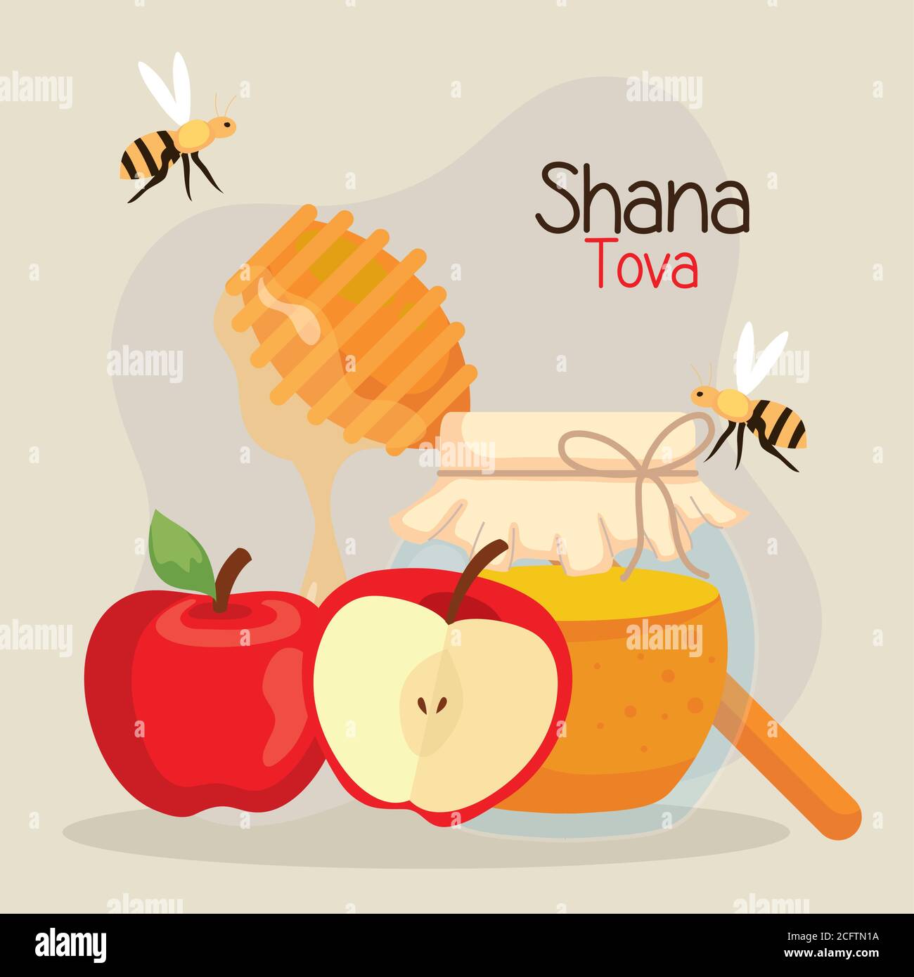 rosh hashanah celebration, jewish new year, with bottle honey, apples