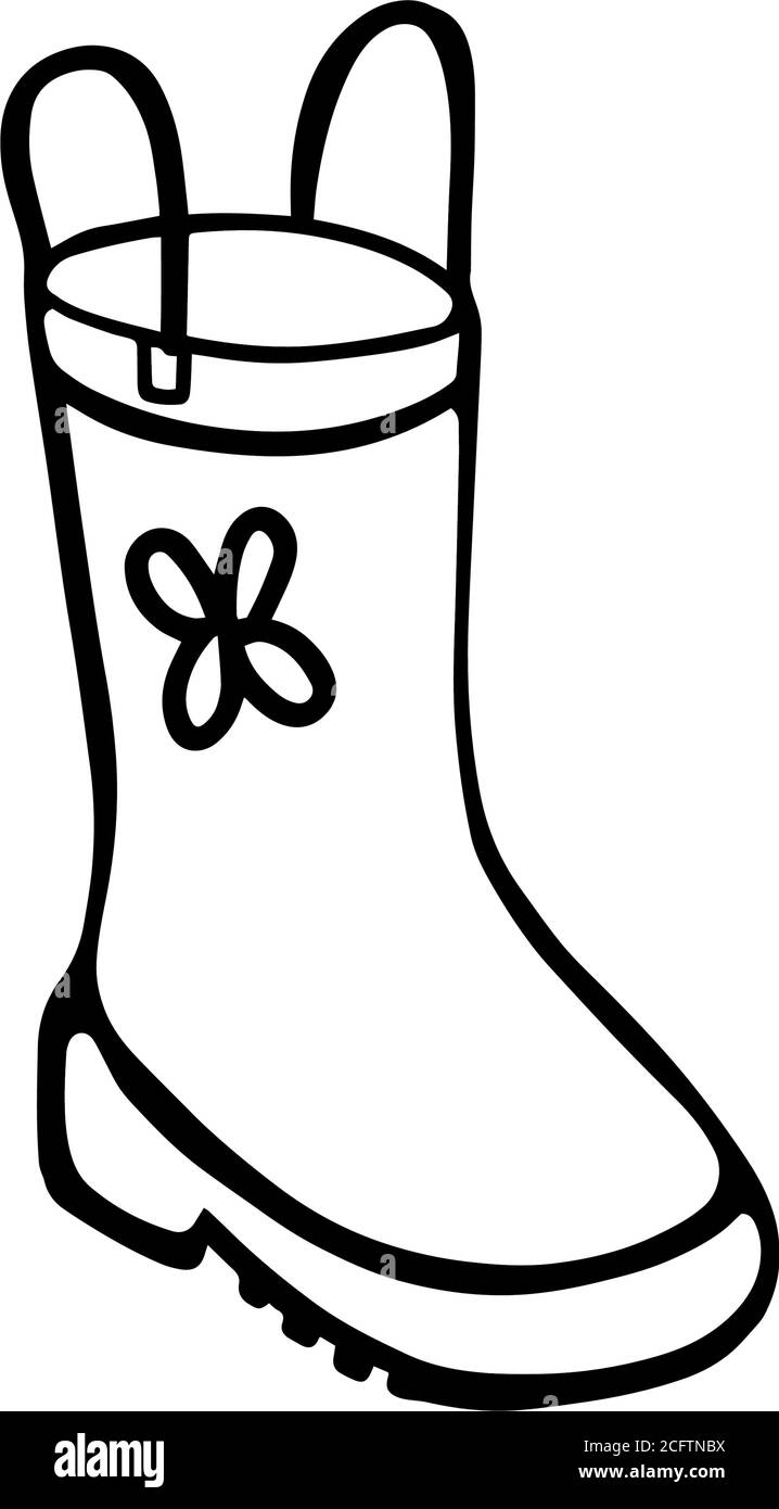 Rubber boots. Vector illustration in doodle style Stock Vector Image