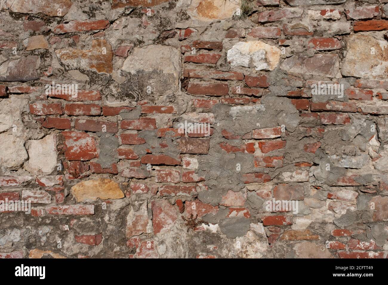 Background of old vintage dirty brick wall with peeling plaster Stock ...