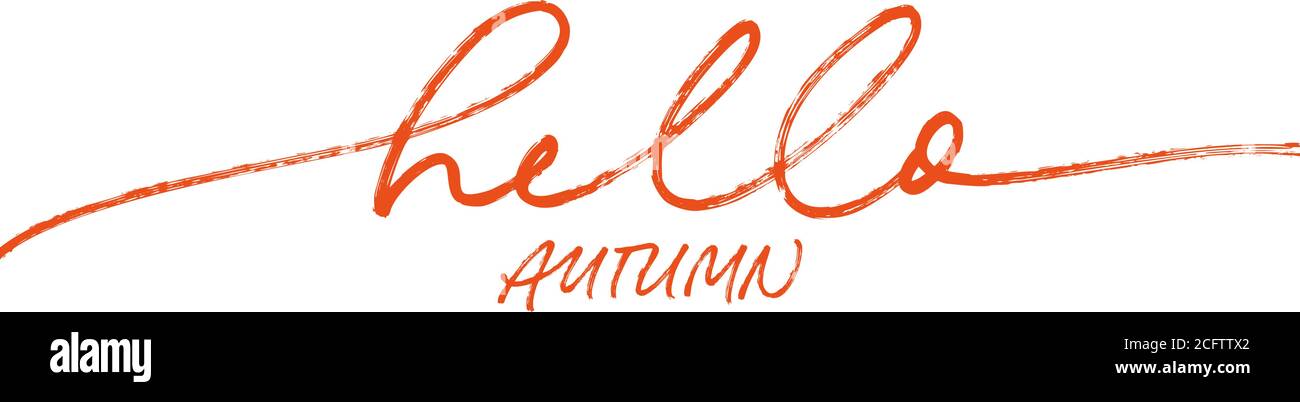 Hello autumn ink brush pen vector lettering.  Stock Vector