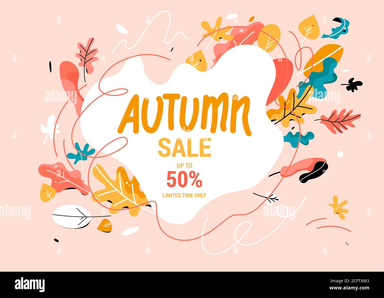 Fall sale banner Trendy style. Stock Vector