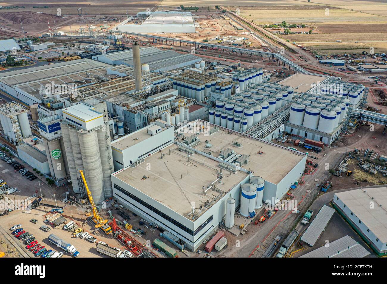 Aerial view of the Constellation Brands brewery, a Grupo Modelo brewery. brewery in Obregón, Sonora, Mexico. Constellation Brands Inc, owner of Corona and Modelo beers, a brewery in Mexico for Grupo Modelo. Industry. © (Photo by Luis GutierrezNortePhoto.com)  Vista aerea de la fábrica de cerveza Constellation Brands, cerveceria de Grupo Modelo. fabrica cervecera en Obregón, Sonora, Mexico. Constellation Brands Inc, propietaria de las cervezas Corona y Modelo, cervecería en México a Grupo Modelo. Industria  © (Photo by Luis GutierrezNortePhoto.com). Stock Photo