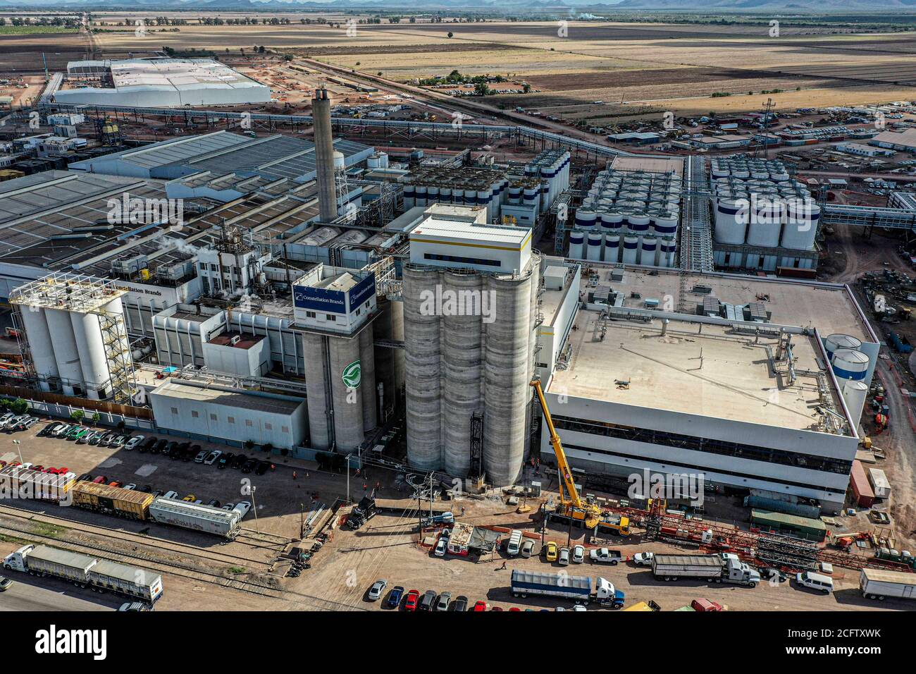 Aerial view of the Constellation Brands brewery, a Grupo Modelo brewery ...