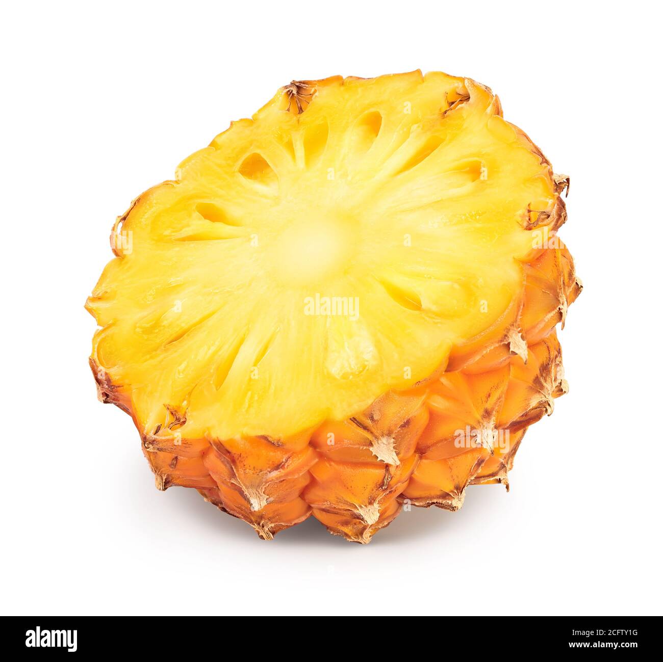 pineapple half isolated on white background with clipping path and full ...