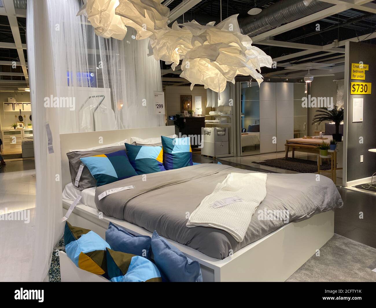 Orlando,FL/USA- 8/25/20: A bedroom display at an IKEA store in Orlando, Florida. Stock Photo