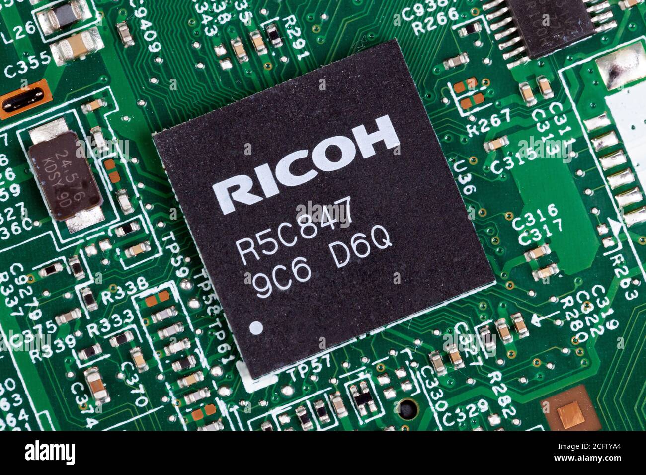 Ricoh integrated circuit on board Stock Photo