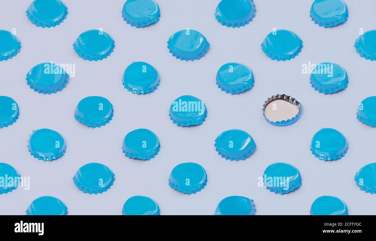 Blue caps on cyan background. Seamless pattern. 3D illustration Stock