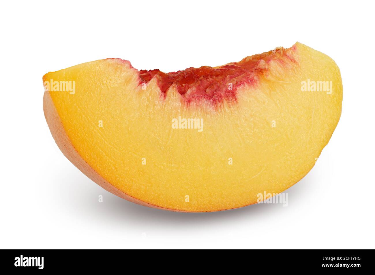 Ripe peach fruit slices isolated on white background with clipping path ...
